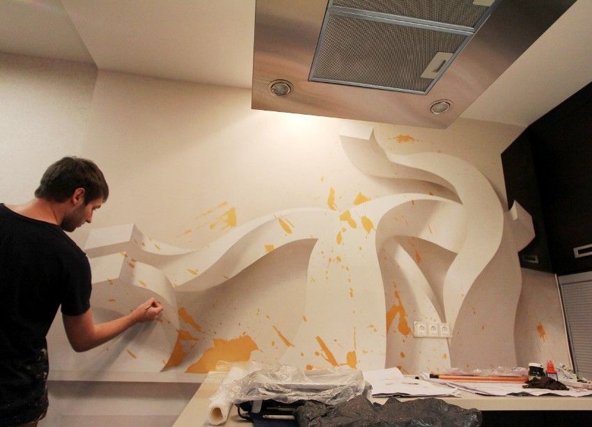 Pittura murale all'interno: una soluzione insolita in un appartamento moderno